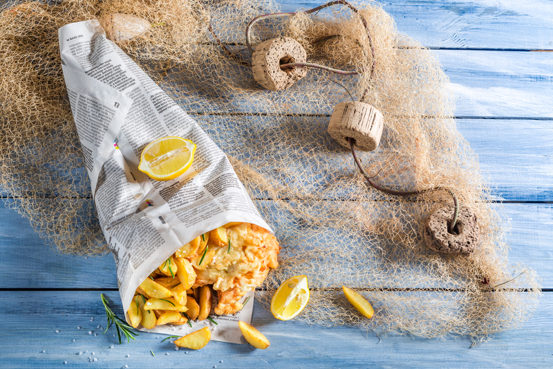 Classic fish and chips served in paper
